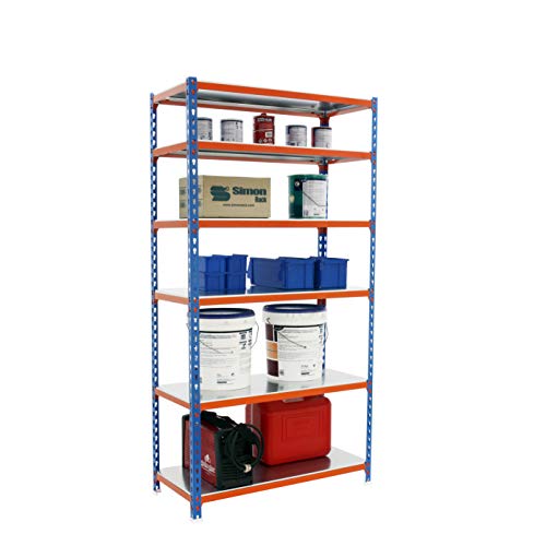 Simon Rack Simonclick Metallregal Garage und 6 Einlegeböden, Tragkraft 200 kg und Biegepunkt, 2500 x 1200 x 300 mm, Metall, Regal für Garage, blau/orange/verzinkt Simon Rack Simonclick Metallregal Garage und 6 Einlegeböden, Tragkraft 200 kg und Biegepunkt, 2500 x 1200 x 300 mm, Metall, Regal für Garage, blau/orange/verzinkt von Simon Rack