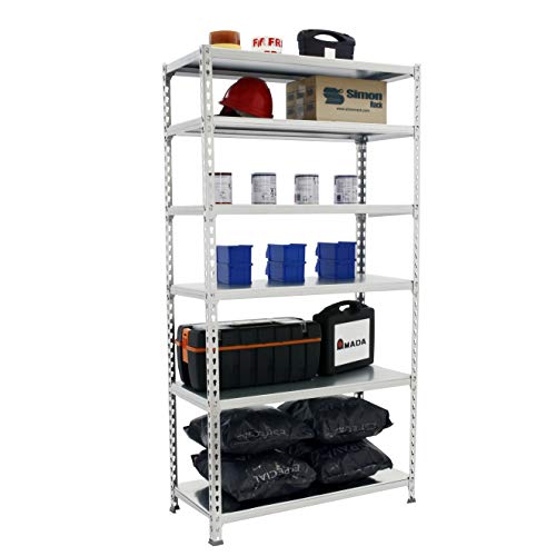 Simon Rack Simonclick Metallregal Garage und 6 Einlegeböden, Tragkraft 200 kg und Biegepunkt, 2500 x 1200 x 400 mm, Metall, Regal für Garage, verzinkt Simon Rack Simonclick Metallregal Garage und 6 Einlegeböden, Tragkraft 200 kg und Biegepunkt, 2500 x 1200 x 400 mm, Metall, Regal für Garage, verzinkt von Simon Rack