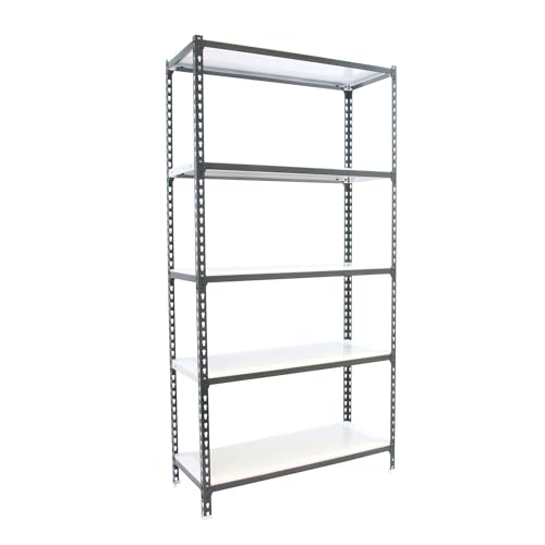 Simon Rack Schwerlastregal, 1800x800x300 mm, Bis 180 kg Belastbar, 5 Verstellbare Ablagen, Kellerregal, Lagerregal, Anthrazit/Weiss - Simonclick von Simon Rack