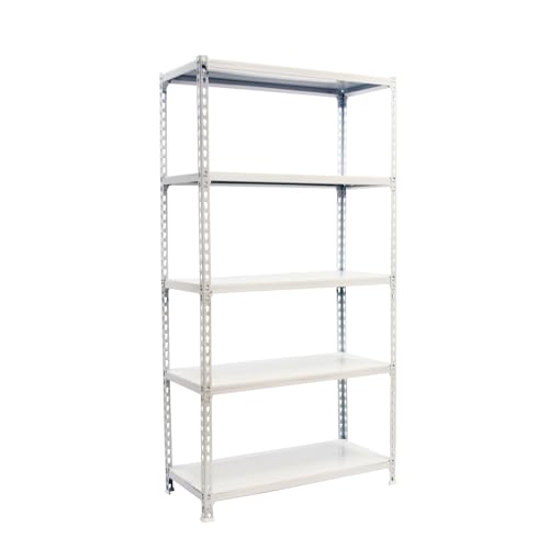 Simon Rack Simonclick Metallregal, 2000 x 1000 x 400 mm, 5 Höhen, Metall-Tablett, 180 kg Flexpunkt, Lagerregal, Weiß von Simon Rack