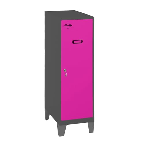Simon Rack Simonlocker Kommode, klein, 1015 x 300 x 500 mm, Amario aus Metall, mit Schlüssel, Anthrazit/Rosa von Simon Rack