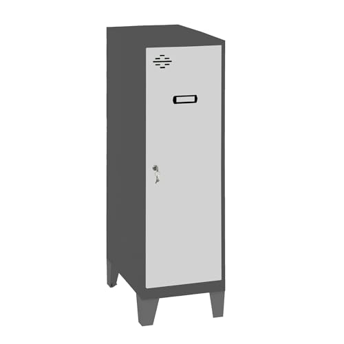 Simon Rack Simonlocker Kommode, klein, 1015 x 300 x 500 mm, Amario aus Metall, mit Schlüssel, Anthrazit/Weiß von Simon Rack