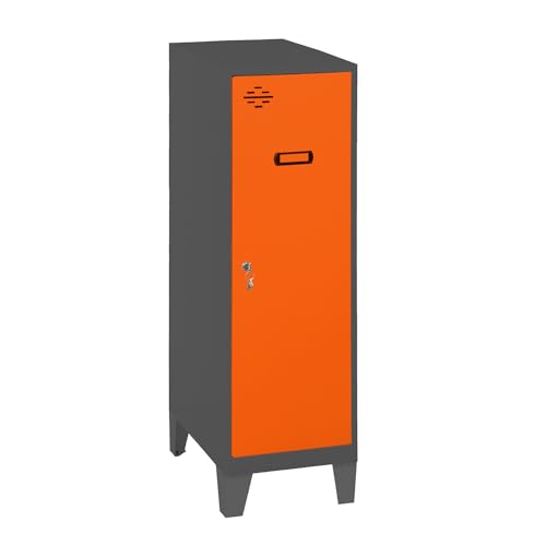 Simon Rack Simonlocker Kommode, klein, 1015 x 400 x 500 mm, Amario aus Metall, mit Schlüssel, Anthrazit/Orange von Simon Rack