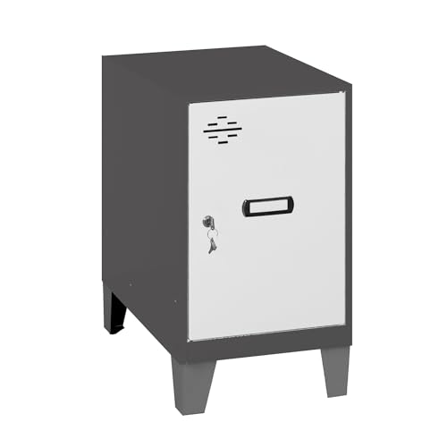 Simon Rack Simonlocker Kommode, klein, 575 x 400 x 500 mm, Amario aus Metall, mit Schlüssel, Anthrazit/Grau von Simon Rack
