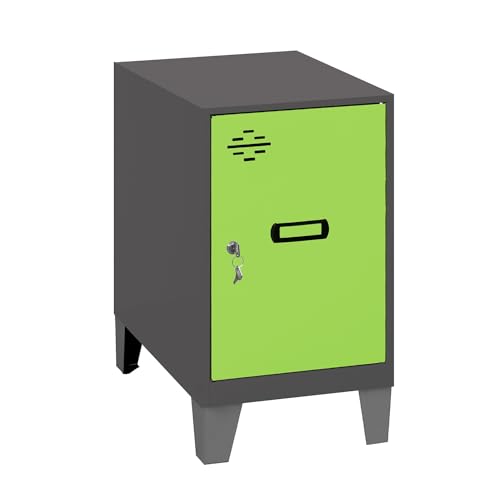 Simon Rack Simonlocker Kommode, klein, 575 x 400 x 500 mm, Amario aus Metall, mit Schlüssel, Anthrazit/Grün Simon Rack Simonlocker Kommode, klein, 575 x 400 x 500 mm, Amario aus Metall, mit Schlüssel, Anthrazit/Grün von Simon Rack
