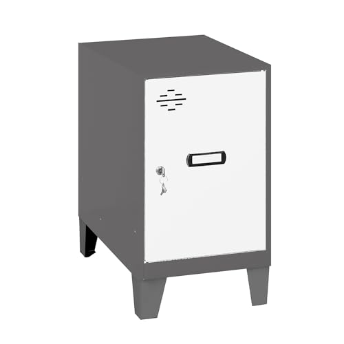 Simon Rack Simonlocker Kommode, klein, 575 x 400 x 500 mm, Amario aus Metall, mit Schlüssel, Anthrazit/Weiß von Simon Rack