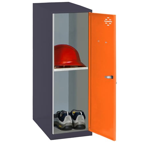Simon Rack Simonlocker Kommode, klein, 915 x 400 x 500 mm, Amario aus Metall, mit Schlüssel, Anthrazit/Orange von Simon Rack