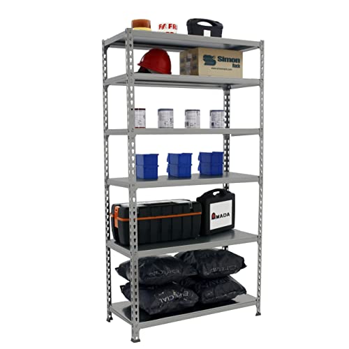Simon Rack Schwerlastregal, 2500x1200x300 mm, Bis 200 kg Belastbar, 6 Verstellbare Ablagen, Kellerregal, Lagerregal, Grau - Simonclick von Simon Rack