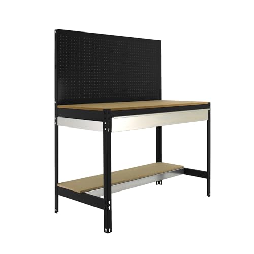 SimonRack Werkbank 400 kg Belastbarkeit, 144,5x91x61 cm, 1 Schublade, Große Arbeitsfläche Arbeitsfläche, Arbeitstisch, Holz-Arbeitsplatte, Anthrazit/Holz - BT2 SimonRack Werkbank 400 kg Belastbarkeit, 144,5x91x61 cm, 1 Schublade, Große Arbeitsfläche Arbeitsfläche, Arbeitstisch, Holz-Arbeitsplatte, Anthrazit/Holz - BT2 von Simon Rack