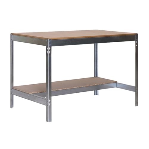 SimonRack Werkbank 400 kg Belastbarkeit, 84,2x91x76 cm, Große Arbeitsfläche Arbeitsfläche, Arbeitstisch, Holz-Arbeitsplatte, Verzinkt/Holz - BT0 von Simon Rack