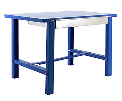 SimonRack Werkbank 600 kg Belastbarkeit, 83x120x73 cm, 1 Schublade, Große Arbeitsfläche Arbeitsfläche, Arbeitstisch, Holz-Arbeitsplatte, Blau - BT6 von Simon Rack