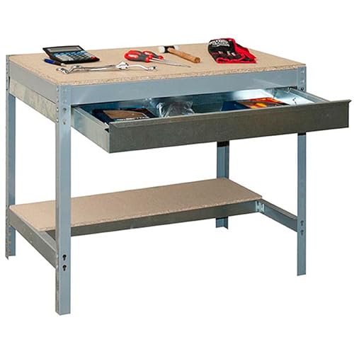 SimonRack Werkbank 600 kg Belastbarkeit, 84,2x151x76 cm, 1 Schublade, Große Arbeitsfläche Arbeitsfläche, Arbeitstisch, Holz-Arbeitsplatte, Grau/Holz - BT0 SimonRack Werkbank 600 kg Belastbarkeit, 84,2x151x76 cm, 1 Schublade, Große Arbeitsfläche Arbeitsfläche, Arbeitstisch, Holz-Arbeitsplatte, Grau/Holz - BT0 von Simon Rack