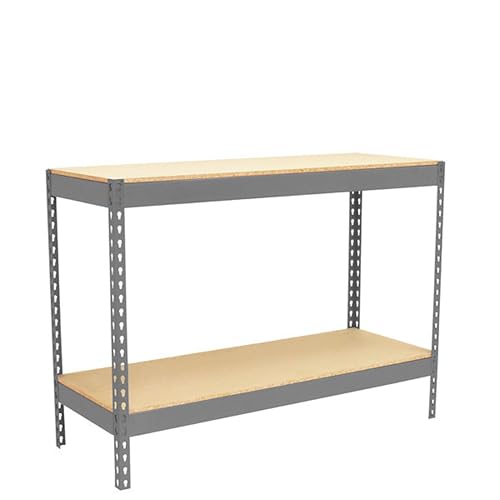 Simonrack Werkbank 400 kg Belastbarkeit, 90x180x75 cm, Große Arbeitsfläche Arbeitsfläche, Arbeitstisch, Holz-Arbeitsplatte, Grau/Holz - BT-Basic von Simon Rack