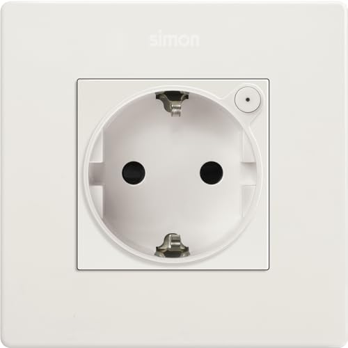 SIMON - iO-Steckdosenkit, weiß, Serie Simon 270, 230 V, 16 A, mit Schraubbefestigungssystem, einfach zu installieren, inkl. Rahmen, Deckel und Mechanismus, weiß von Simon