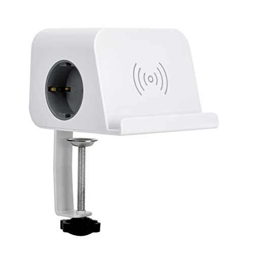 Simon Combiflat Steckdose, 2 Schuko-Steckdosen, 16 A, 250 V ~ + 2 USB A + 2 USB C + kabelloses Laden mit Halterung und Befestigung SIMON von Simon