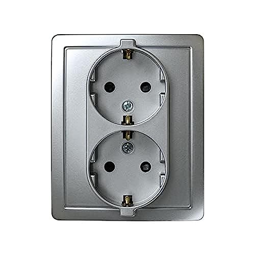 Simon F1591459026 Doppelsteckdose 2P mit TT Aluminium 15 von Simon
