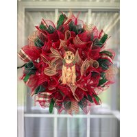 Maschen Golden Retriever Weihnachtskranz von SimonSaysCraftDesign