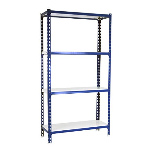 SimonRack Schwerlastregal, Lagerregal, 150x90x30 cm, Metallregal, Kellerregal, Biegestelle 180 kg, 4 Fachböden, Blau/Weiss - Simonclick von Simonrack