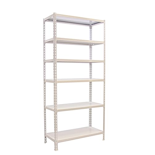 Simon Rack Simonclick Metallregal, 2500 x 1000 x 300 mm, 6 Höhen, Metall-Tablett, 180 kg Flexpunkt, Lagerregal, Weiß von Simon Rack