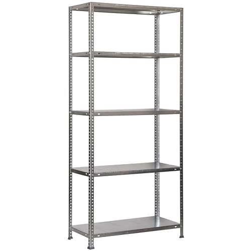 SimonRack Schwerlastregal, Lagerregal, 180x80x30 Metallregal, Kellerregal, Biegestelle 75 kg, 5 Fachböden, Galvanisiert - Advantage von Simonrack