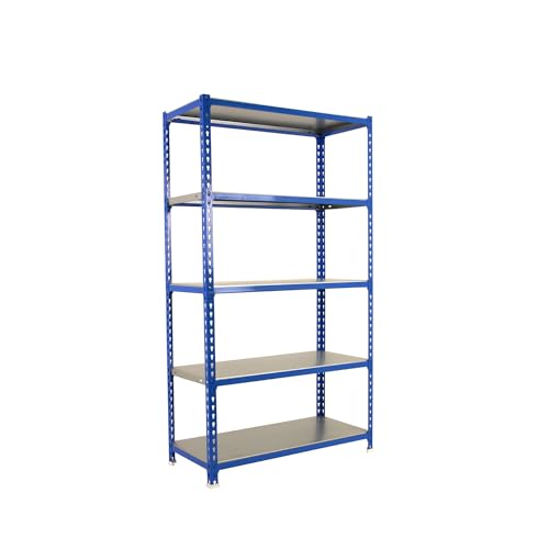 SimonRack Schwerlastregal, Lagerregal, 200x110x50 cm, Metallregal, Kellerregal, Biegestelle 200 kg, 5 Fachböden, Blau/Verzinkt - Simonclick von Simonrack