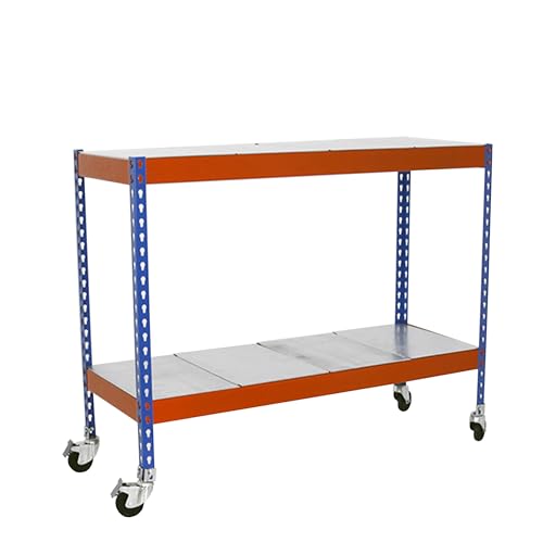 SimonRack SimonTaller Metallregal, 75 kg, 975 x 1200 x 450 mm, 2 Regale, Lagerregal, Industriegal, Blau/Orange/Galva von Simonrack