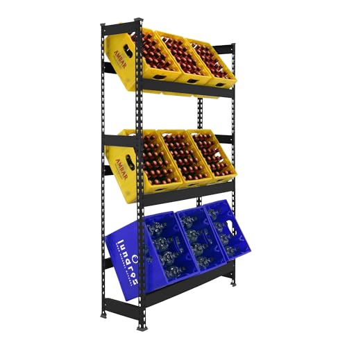 Simonrack Getränkekistenregal, 9 Kästen, Flaschenregal, Getränkekistenhalter, Kistenregal, Antracite - Simonbottle von Simon Rack