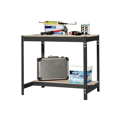 SimonRack Werkbank 400 kg Belastbarkeit, 84,2x91x61 cm, Große Arbeitsfläche Arbeitsfläche, Arbeitstisch, Holz-Arbeitsplatte, Anthrazit/Holz - BT0 von Simon Rack