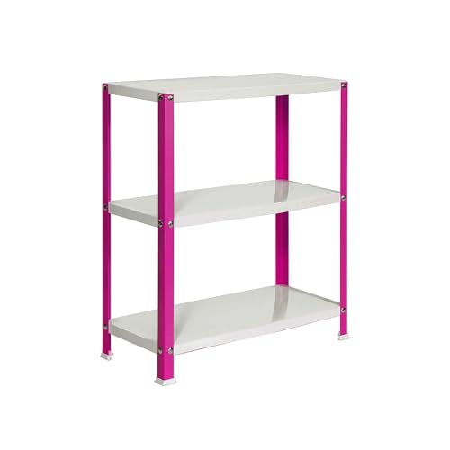 SimonRack Metallregal, 3 Etagen, hohe Tragkraft 100 kg, 900 x 1000 x 400 mm, Regal für Wohnzimmer, Badezimmer, Küche, Rosa/Weiß von Simon Rack