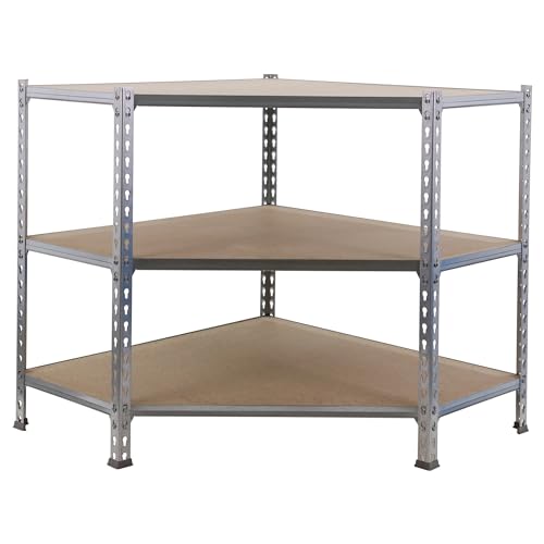 Simon Rack Metallregal, ohne Schrauben, 3 Regalböden, hohe Tragkraft 200 kg, 900 x 900 x 300 mm, Garagenregal, Galva/Holz von Simon Rack