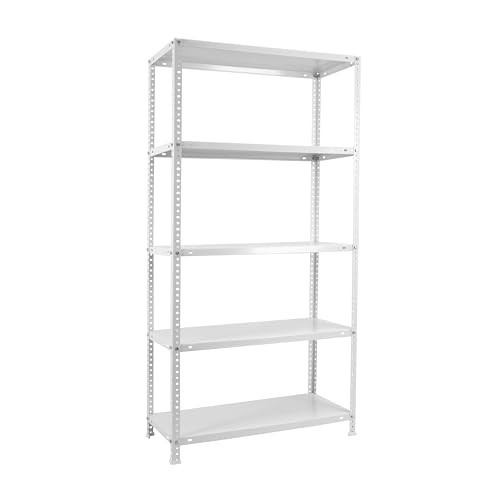 Simonrack Schwerlastregal, Lagerregal, 180x80x40 Metallregal, Kellerregal, Biegestelle 75 kg, 5 Fachböden, Weiss - Advantage von Simonrack