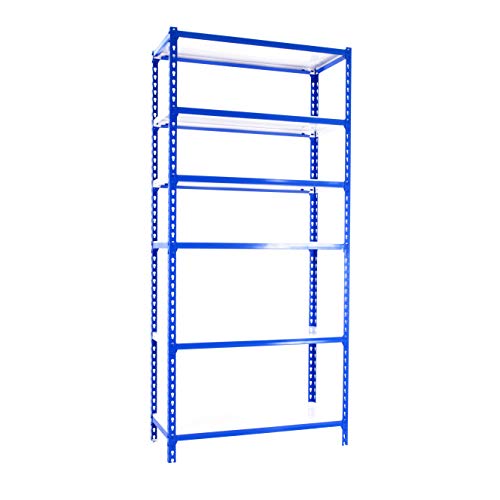 Simonrack Schwerlastregal, Lagerregal, 250x90x50 cm, Metallregal, Kellerregal, Biegestelle 180 kg, 6 Fachböden, Blau/Weiss - Simonclick von Simonrack