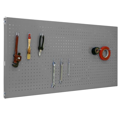 SimonRack Werkzeugwand, 8 teiliges Hakenset, 120x60x3,5 cm, Metall-Lochwand, Halterungen, Montagematerial, Grau - Simonwork von Simonrack