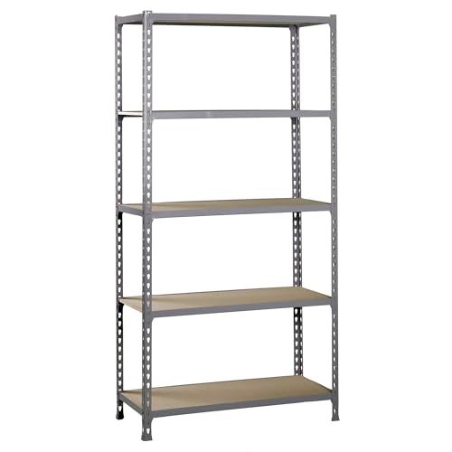 SimonRack Schwerlastregal, Lagerregal, 180x80x40 cm, Metallregal, Kellerregal, Biegestelle 150 kg, 5 Holzfachböden, Grau/Holz - Maderclick von Simon Rack