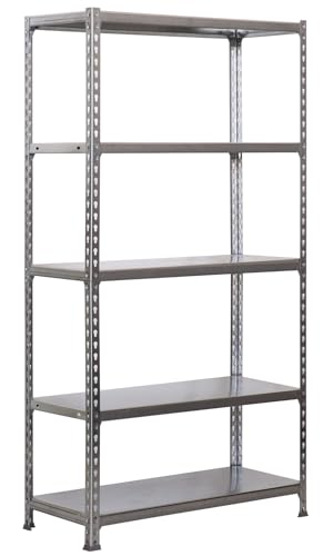 SimonRack Simonclick Regal mit 5 Ebenen, 180 kg Tragkraft und Biegepunkt, 1800 x 800 x 400 mm, Schwerlastregal, Garagenregal, verzinkt von Simon Rack