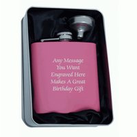 Personalisierte 6 Unzen Matt Rosa Flachmann in Einer Seidenlinned Metall Zinn Geschenkbox von SimonsGifts4u