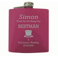 Personalisierte Hochzeit Bestman Top Hat Design 6 Unzen Matt Rosa Flachmann in A Paper Box Hf601 von SimonsGifts4u