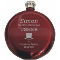 Personalisierte Hochzeit Usher Top Hat Design 5 Unzen Runden Roten Flachmann in Einer Papierbox Hf600 von SimonsGifts4u