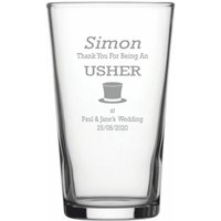 Personalisierte Hochzeit Usher Top Hat Design Pint Glas in Einer Seidenbox Pg270 von SimonsGifts4u