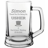 Personalisierte Hochzeit Usher Top Hut Design Pint Glas Bierkrug in Einer Papierbox St270 von SimonsGifts4u