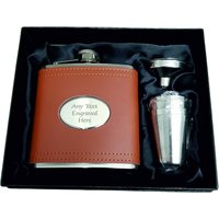 Personalisierter Gravierter 6Oz Brauner Echter Leder-Flachmann Mit Ovalen Verschiedenen Geschenkboxen Verfügbar Personalisierter Gravierter 6Oz Brauner Echter Leder-Flachmann Mit Ovalen Verschiedenen Geschenkboxen Verfügbar von SimonsGifts4u