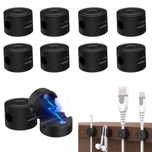 Simpeak 10 Stück Magnetische Kabelwandklammer, Verstellbare Kabel Organizer, Kabelmanagement Clip, Selbstklebende Kabelhalter für Büro Zuhause Computer Nachttisch Kabel USB-Ladegerät, Schwarz von Simpeak