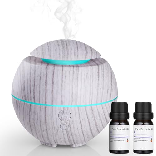 Simpeak Aroma Diffuser 180ml, Duftöl Diffuser USB, Raumduft Diffuser für ätherische Öle mit 2 Aroma Öl, LED Ultraschall Diffuser Luftbefeuchter für Zuhause Schlafzimmer Büro, Weiß von Simpeak