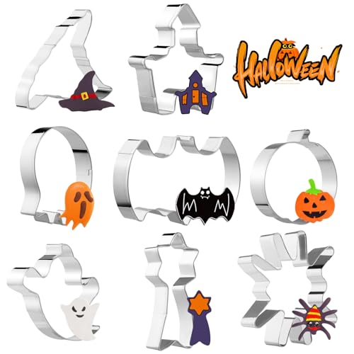 Simpeak Halloween Ausstechformen, 8 PCS Plätzchen Ausstecher, Schläger Kürbis Schloss Geist Katze Element DIY Backschablonen Plätzchen Ausstecher für Party Backen Deko Simpeak Halloween Ausstechformen, 8 PCS Plätzchen Ausstecher, Schläger Kürbis Schloss Geist Katze Element DIY Backschablonen Plätzchen Ausstecher für Party Backen Deko von Simpeak