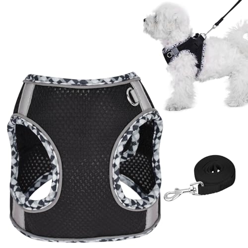 Simpeak Hunde Brustgeschirre Katzen Geschirre, Welpengeschirr Reflektierendes Einstellbar Air Mesh Vest Harness Weich, mit 150cm Hundeleinen, Schwarz, M Simpeak Hunde Brustgeschirre Katzen Geschirre, Welpengeschirr Reflektierendes Einstellbar Air Mesh Vest Harness Weich, mit 150cm Hundeleinen, Schwarz, M von Simpeak