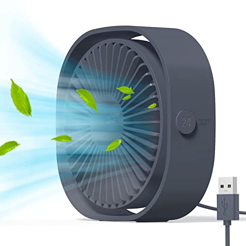 Simpeak USB Ventilator, Mini USB Tischventilator, Klein Ventilator Leise, 3 Speed 360 Grad Drehung, Desk Fan Lüfter für Büro Camping Picknick Ausflüge - Grau von Simpeak