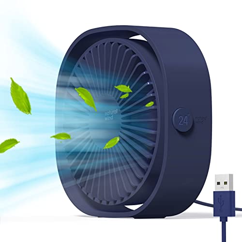 Simpeak USB Ventilator, Mini USB Tischventilator, Klein Ventilator Leise, 3 Speed 360 Grad Drehung, Desk Fan Lüfter für Büro Camping Picknick Ausflüge - Schwarz Blau von Simpeak