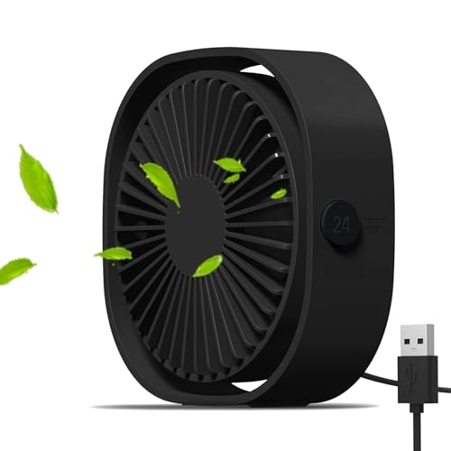 Simpeak USB Ventilator, Mini USB Tischventilator, Klein Ventilator Leise, 3 Speed 360 Grad Drehung, Desk Fan Lüfter für Büro Camping Picknick Ausflüge - Schwarz von Simpeak