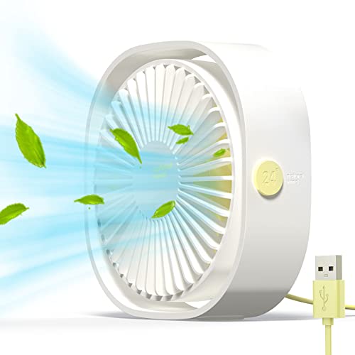 Simpeak USB Ventilator, Mini USB Tischventilator, Klein Ventilator Leise, 3 Speed 360 Grad Drehung, Desk Fan Lüfter für Büro Camping Picknick Ausflüge - Weiß von Simpeak