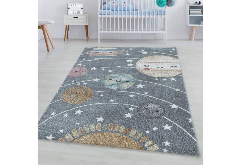 SIMPEX24 Teppich Planeten Raum Design, Läufer, Höhe: 11 mm, Teppich Kinderzimmer Planeten Raum Design Teppich Pflegeleicht von Simpex24